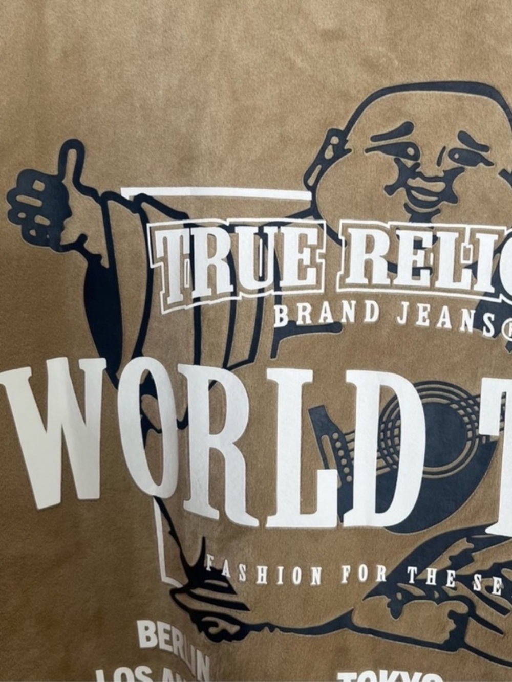 TRUE RELIGION Velour Tour Track Jacket World Tour Travertine Sz M - Picture 14 of 16